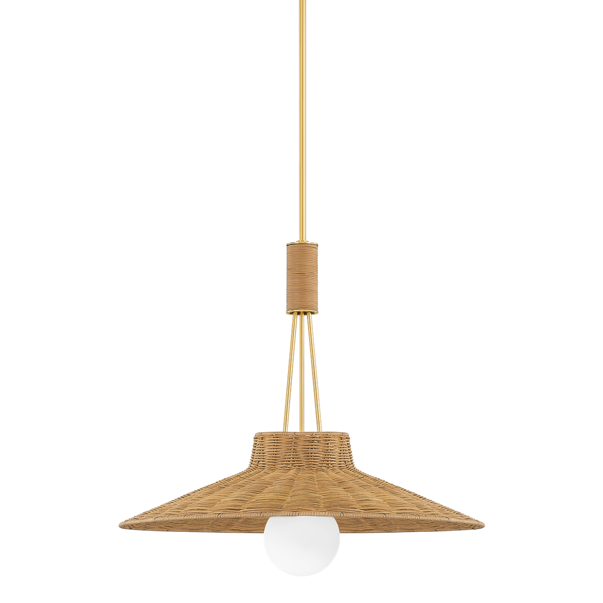
Ellen Rattan Dome Pendant with Aged Brass Finish