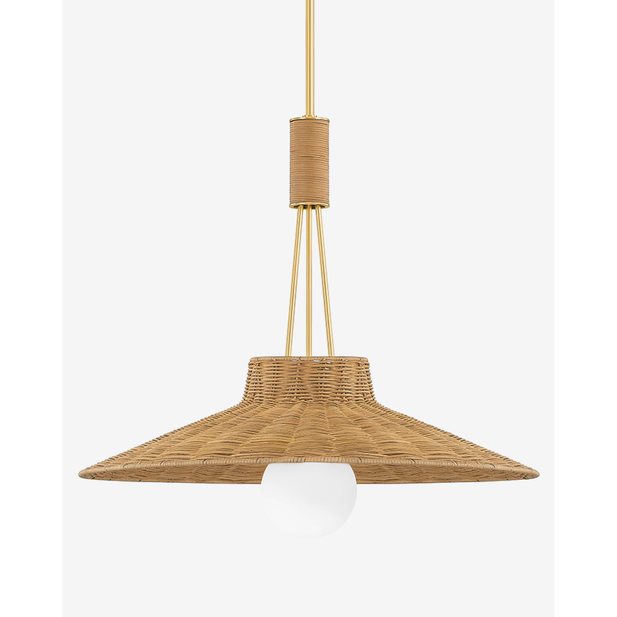 
Ellen Rattan Dome Pendant with Aged Brass Finish
