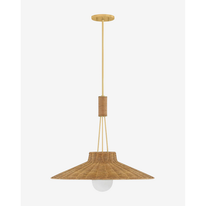 Ellen rattan dome pendant with aged brass finish