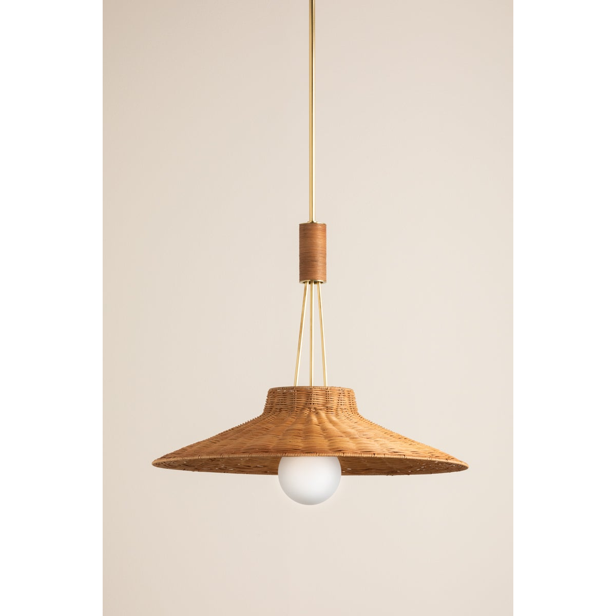 
Ellen Rattan Dome Pendant with Aged Brass Finish