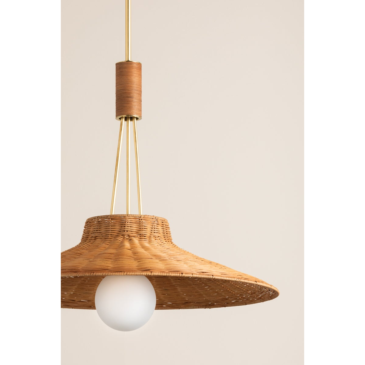
Ellen Rattan Dome Pendant with Aged Brass Finish
