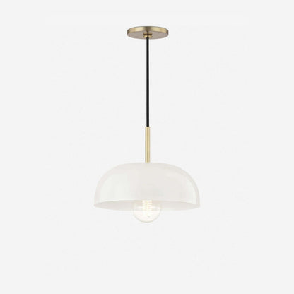 Nadia Aged Brass Cream Dome Pendant Light