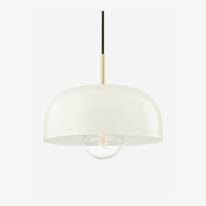 Nadia Aged Brass Cream Dome Pendant Light