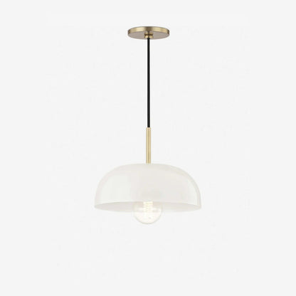 Nadia aged brass cream dome pendant light