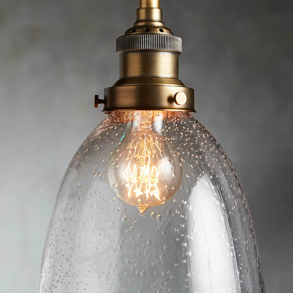 
Thea Antiqued Brass Cloche Pendant with Seeded Glass