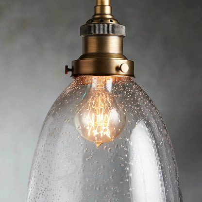Thea Antiqued Brass Cloche Pendant with Seeded Glass