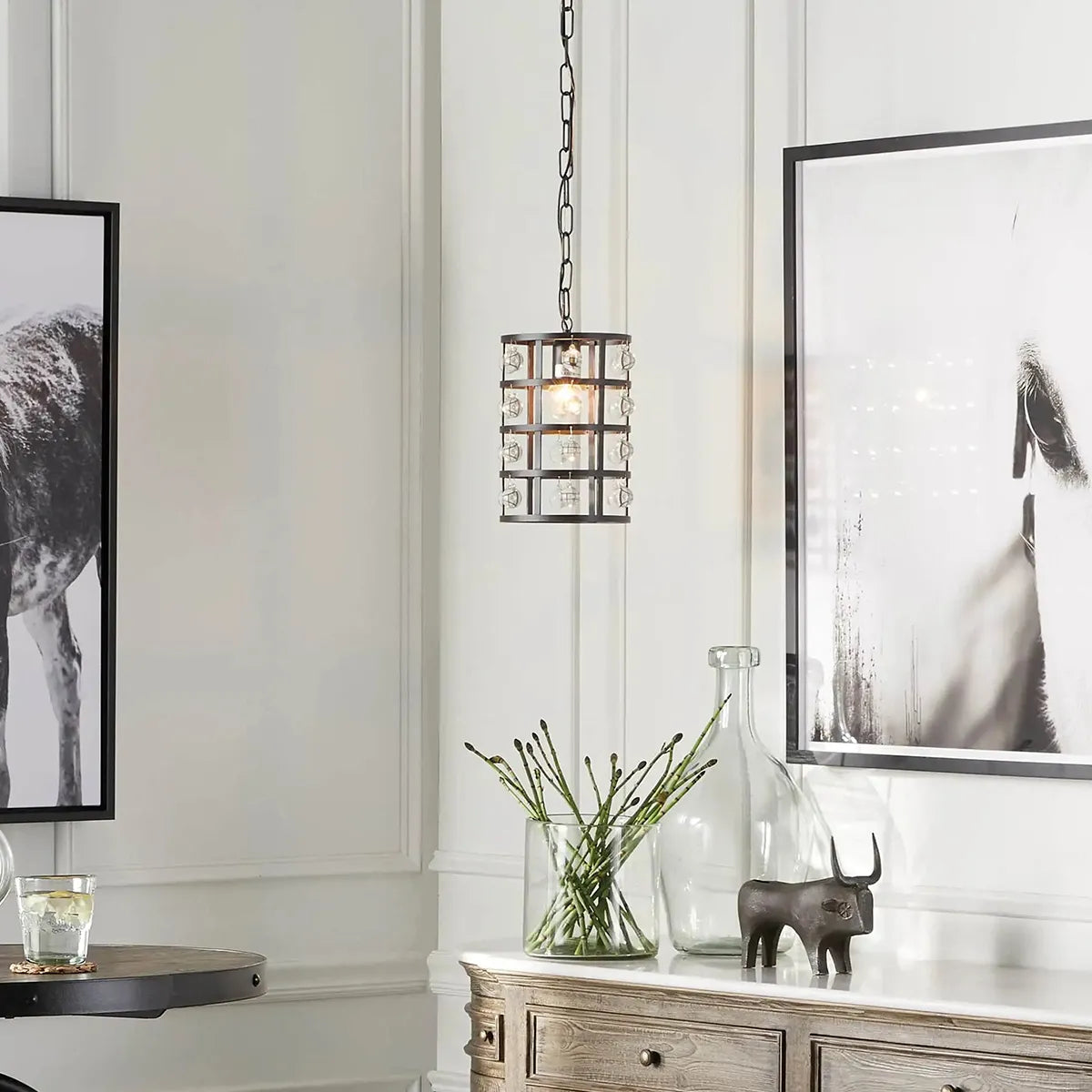 
Zara Iron Cage Pendant with Italian Crystal Spheres