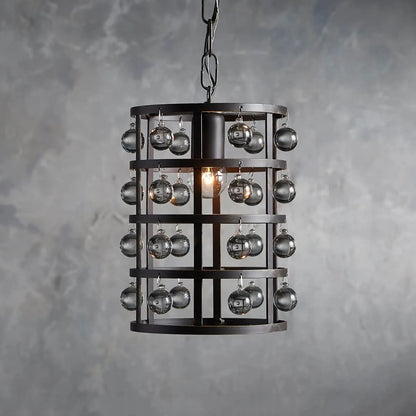 Zara iron cage pendant with Italian crystal spheres