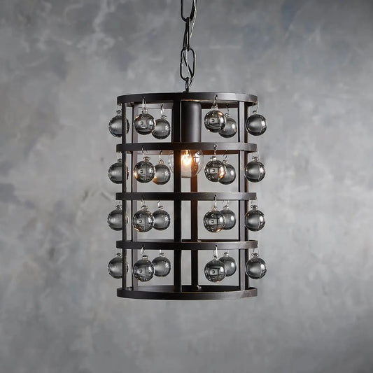 
Zara iron cage pendant with Italian crystal spheres
