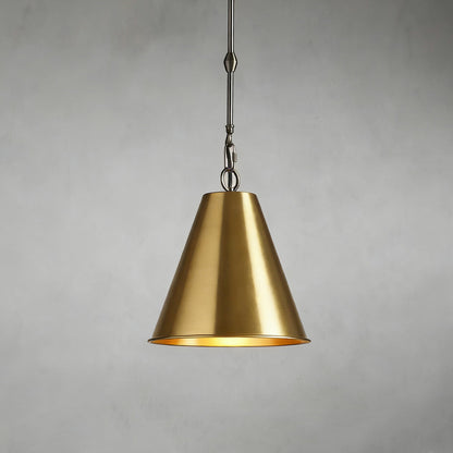 Blythe Antique Brass Cone Pendant with Chain Detail