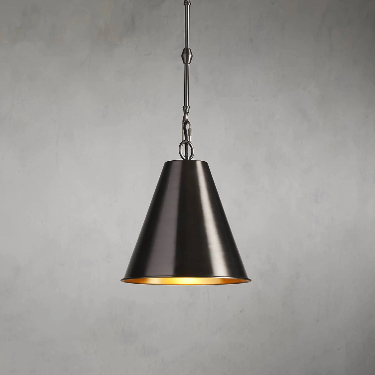 
Blythe Antique Brass Cone Pendant with Chain Detail