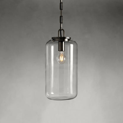 Sean Steel Cylinder Pendant with Bronze Chain