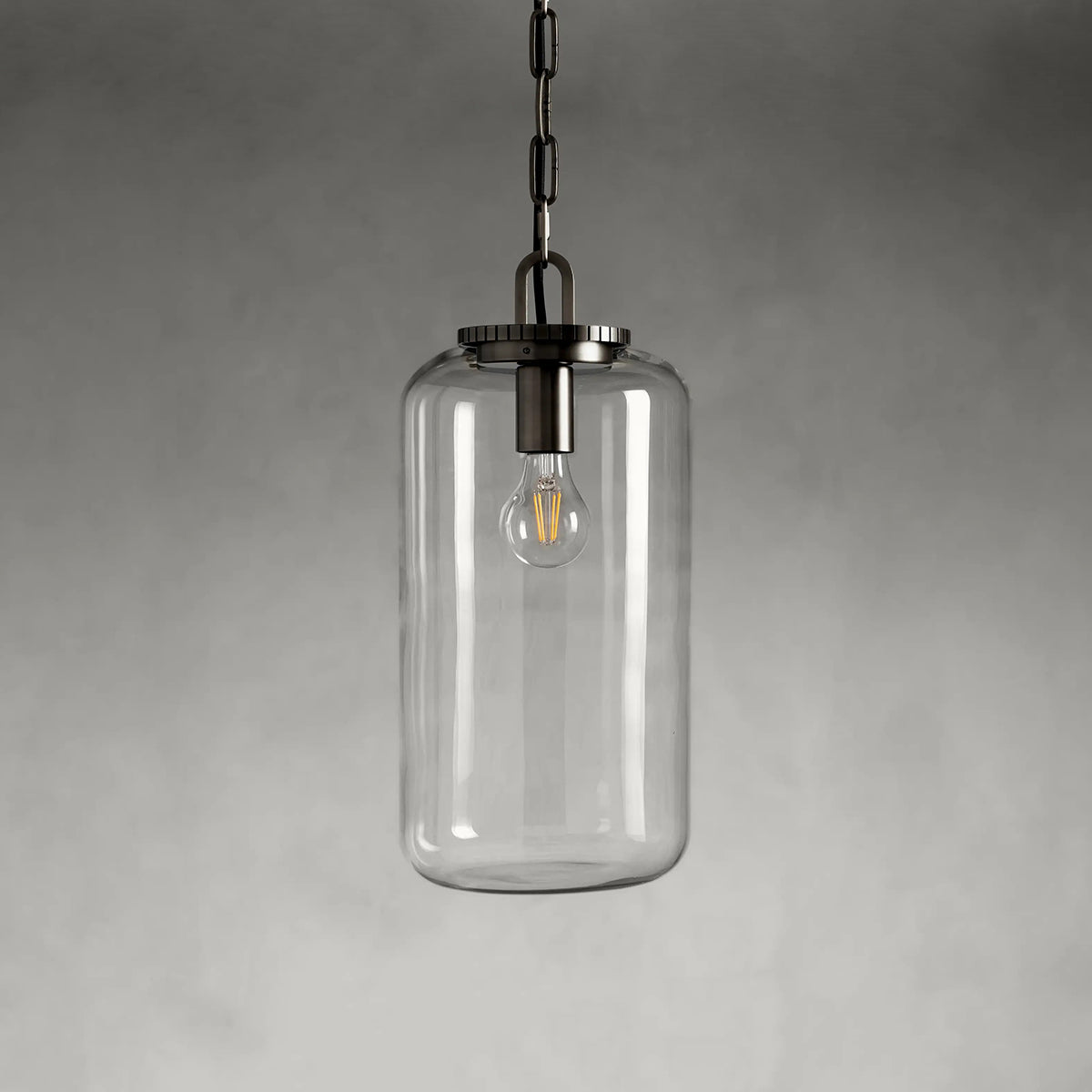
Sean Steel Cylinder Pendant with Bronze Chain